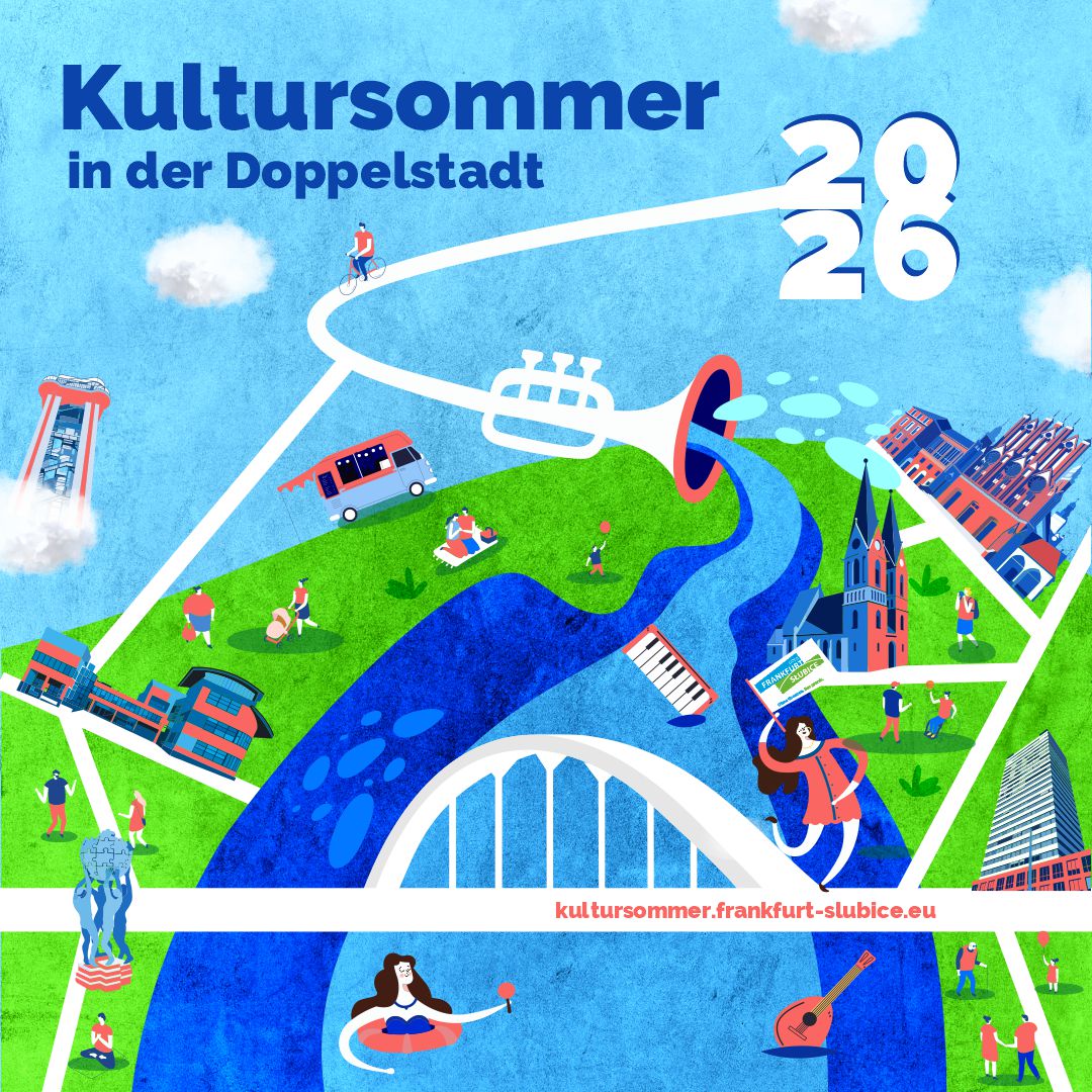 Die Städte Frankfurt (Oder) und Słubice mit der Stadtbrücke in der Mitte