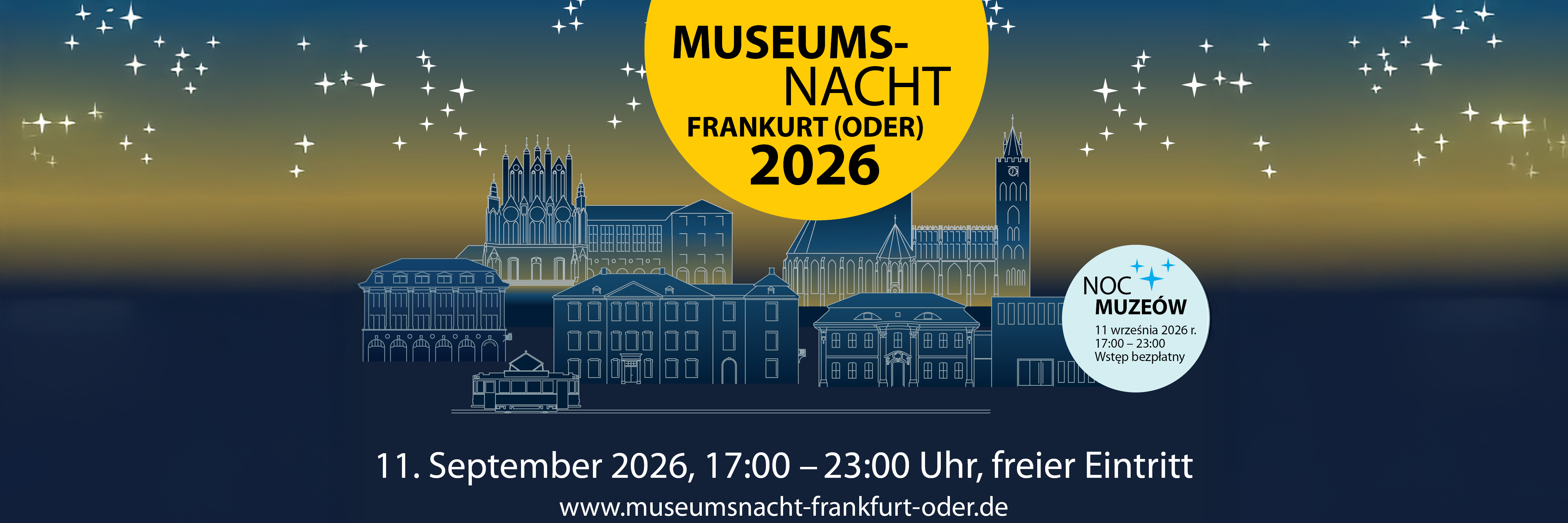 Grafik mit Museen und bekannten Gebäuden von Frankfurt an der Oder